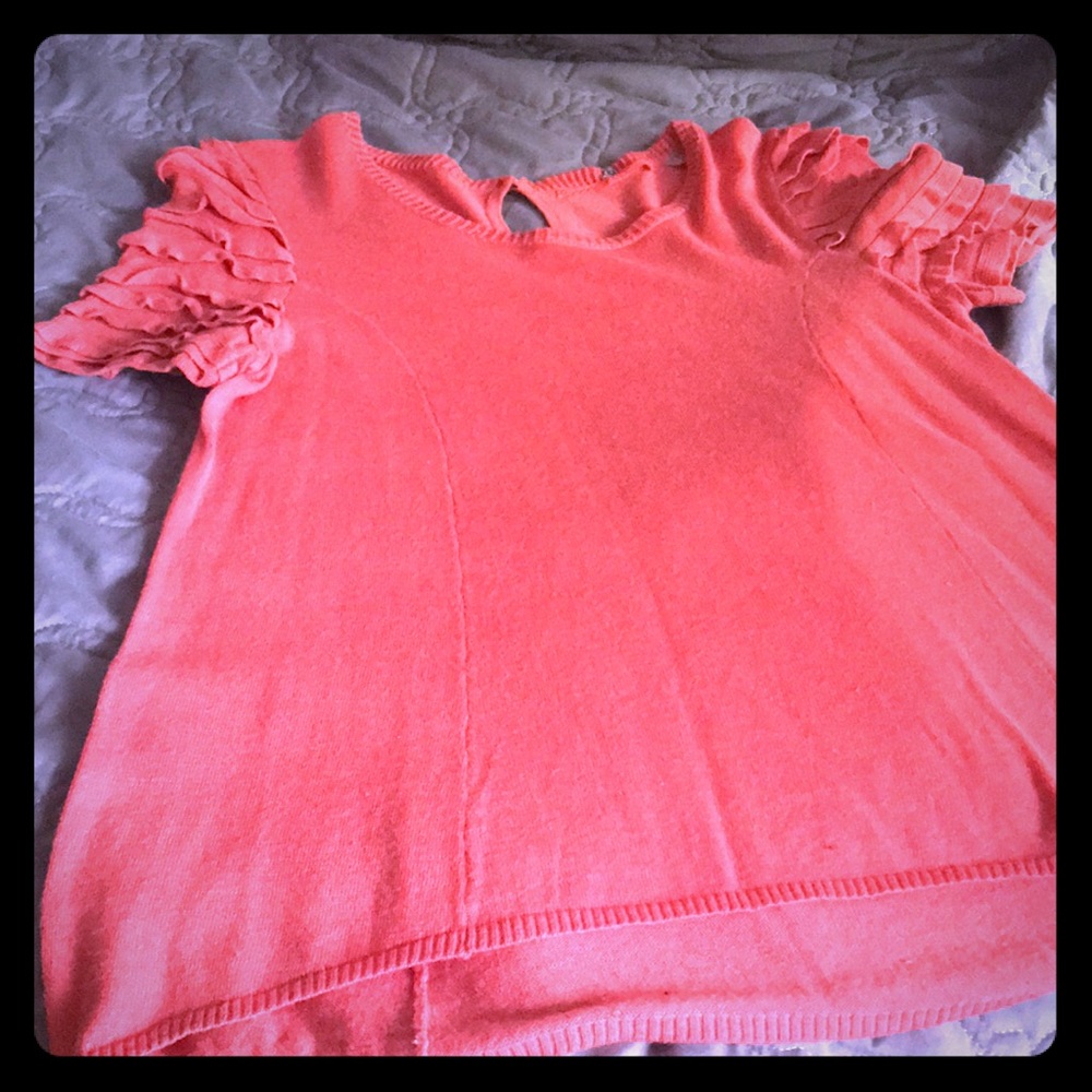 Short sleeve coral colored sweater